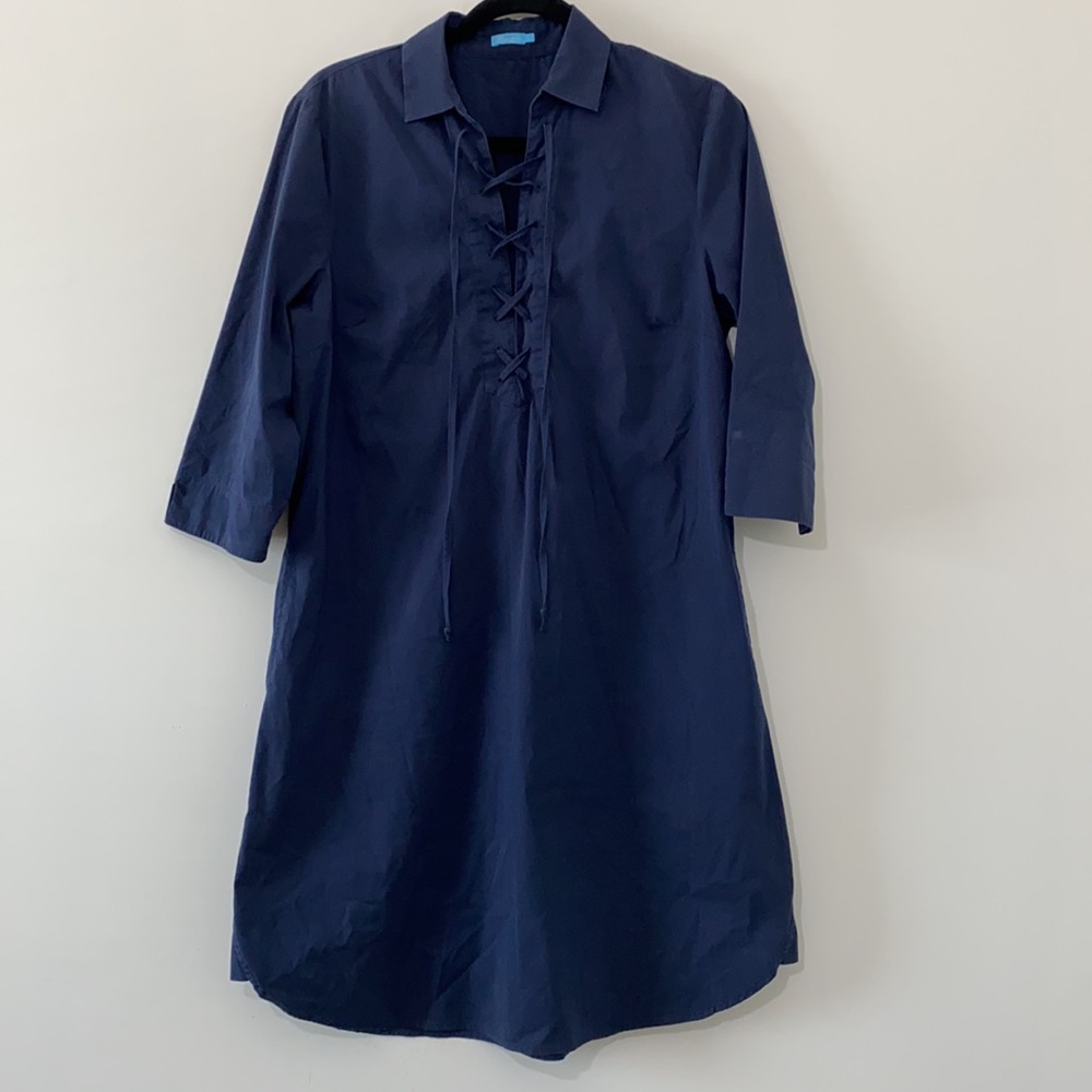 J.McLaughlin Large Navy Lace Up Shirt Dress